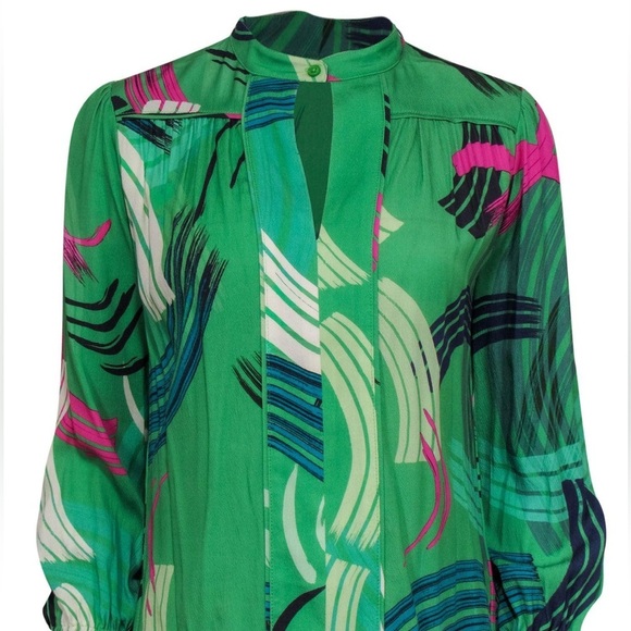 THE ODELLS WOMEN TOPS BLOUSES {$220} Poet Blouse Mystic Green Geometric Small - Picture 7 of 9